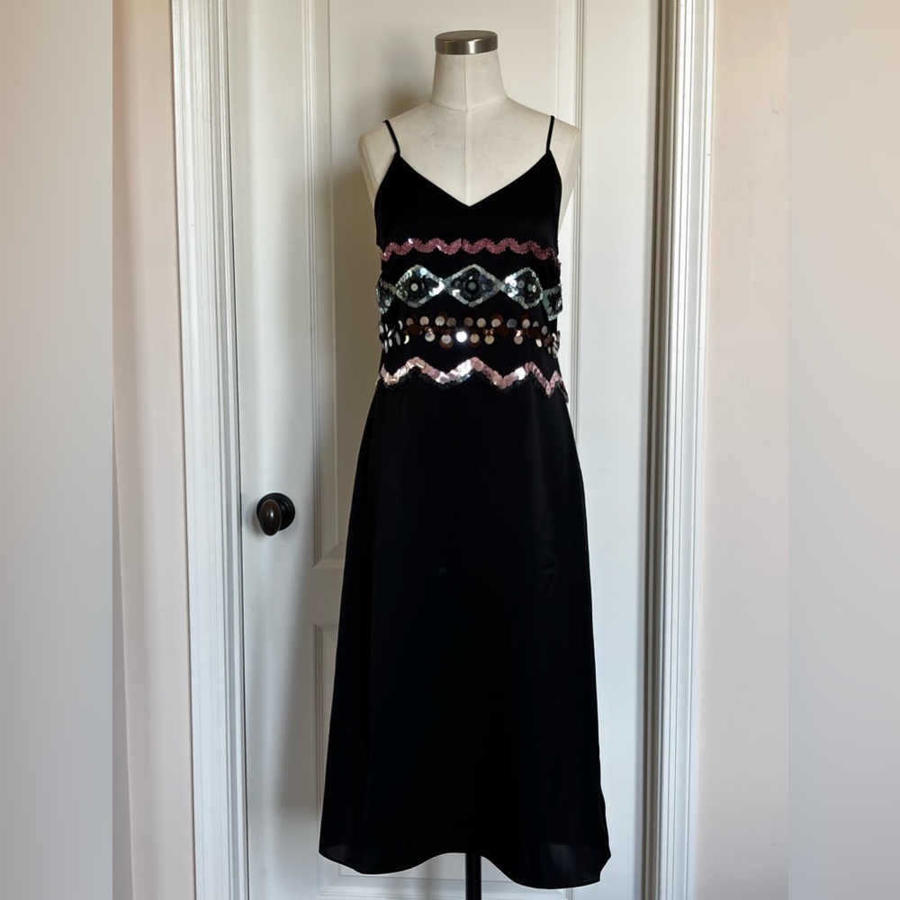 Coach Black Slip Dress with Pink and Silver Sequin Bands